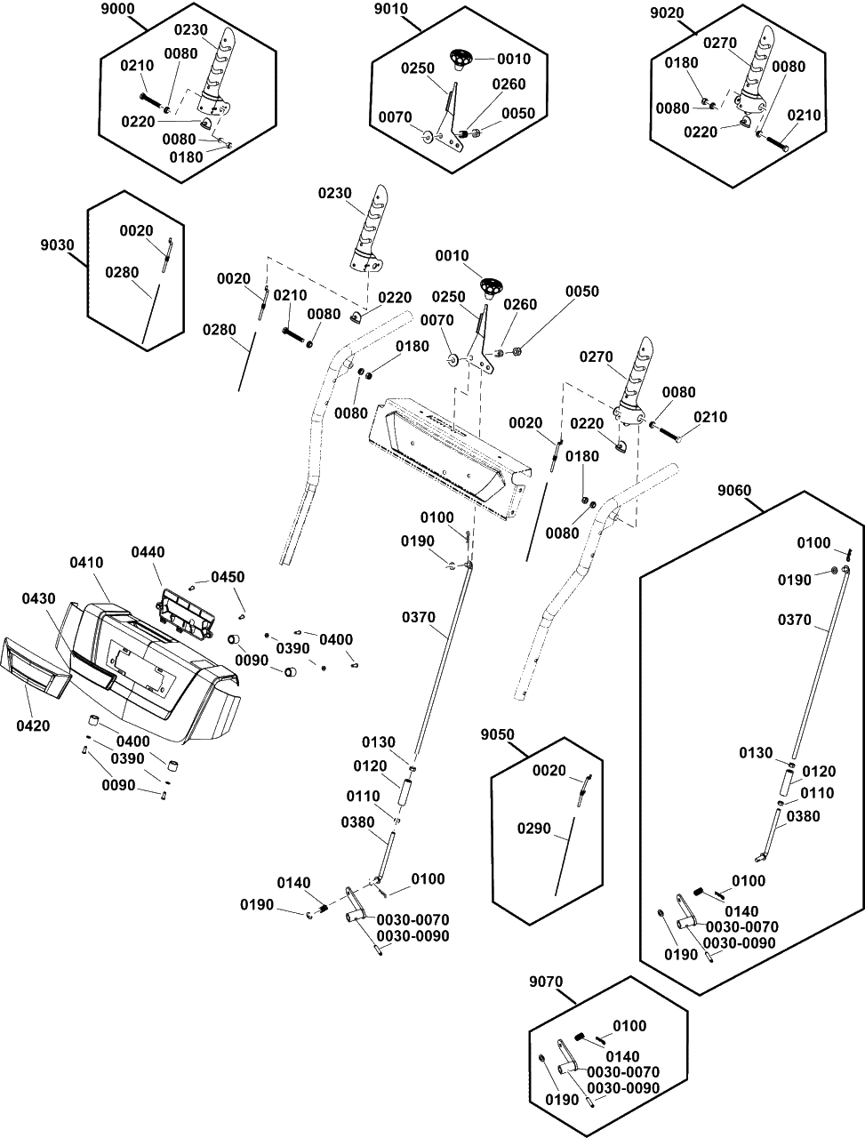 Controls Group Diagram and Parts List for 1024L (1697439-00)(2021) Briggs and Stratton Snow Blower